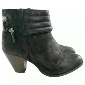 Diba womens ankle booties size 10 black leather biker grunge punk boots
